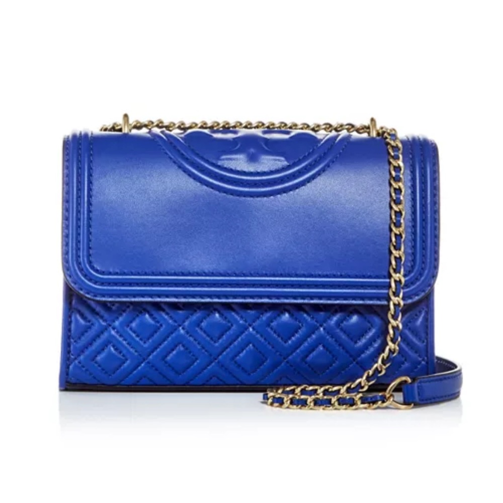 Tory Burch Fleming Small Leather Convertible Shoulder Bag Nautical Blue NEW